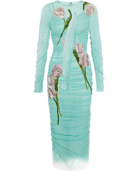 dolce gabbana ruched silk dress green|dolce and gabbana midi dress.